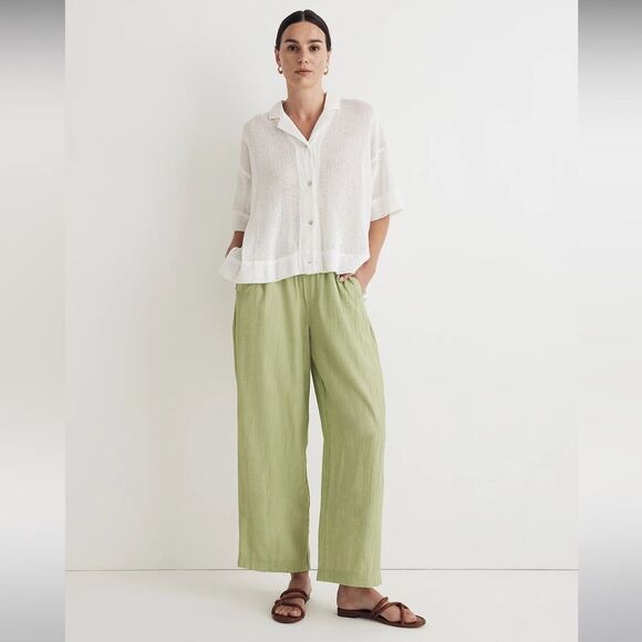 Madewell Pants - *Discolor on Leg* Madewell NWT Crinkled Crepe Straight-Leg Crop Pants Size Large
